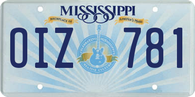 MS license plate OIZ781