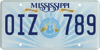MS license plate OIZ789