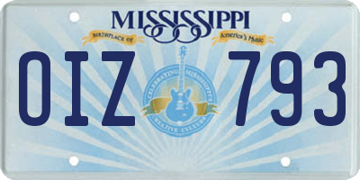MS license plate OIZ793