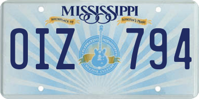 MS license plate OIZ794