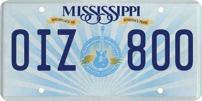 MS license plate OIZ800