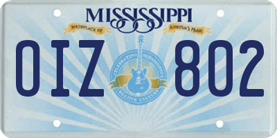 MS license plate OIZ802