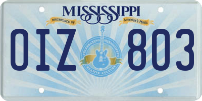 MS license plate OIZ803