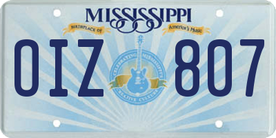 MS license plate OIZ807