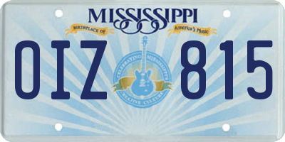 MS license plate OIZ815