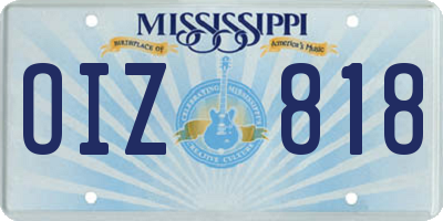 MS license plate OIZ818
