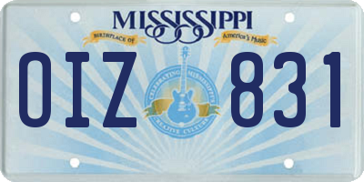 MS license plate OIZ831