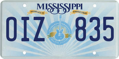 MS license plate OIZ835