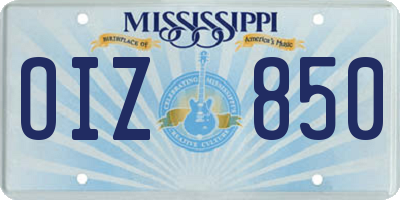 MS license plate OIZ850