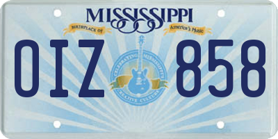 MS license plate OIZ858