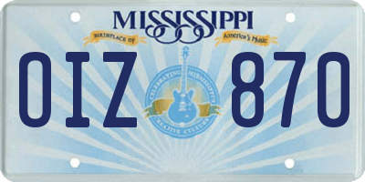 MS license plate OIZ870