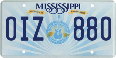MS license plate OIZ880