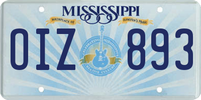 MS license plate OIZ893