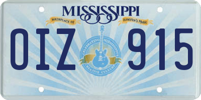 MS license plate OIZ915
