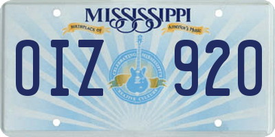 MS license plate OIZ920