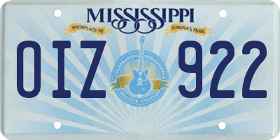 MS license plate OIZ922