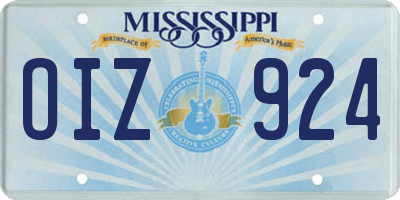 MS license plate OIZ924