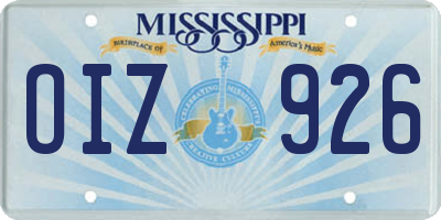 MS license plate OIZ926