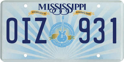 MS license plate OIZ931