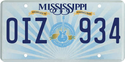 MS license plate OIZ934