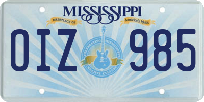MS license plate OIZ985