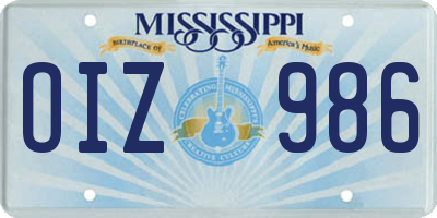 MS license plate OIZ986