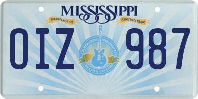 MS license plate OIZ987