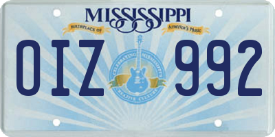 MS license plate OIZ992