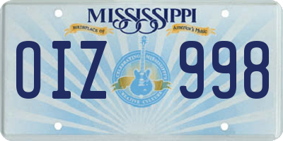 MS license plate OIZ998