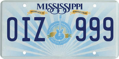 MS license plate OIZ999
