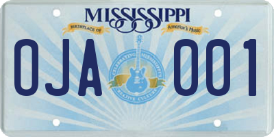 MS license plate OJA001