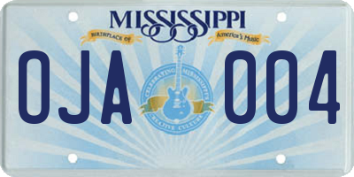 MS license plate OJA004