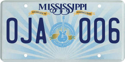 MS license plate OJA006