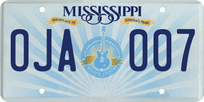 MS license plate OJA007