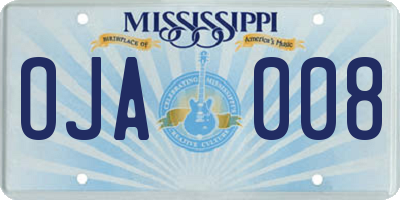 MS license plate OJA008