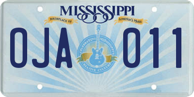 MS license plate OJA011