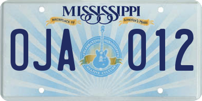 MS license plate OJA012