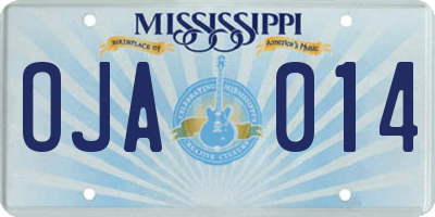 MS license plate OJA014