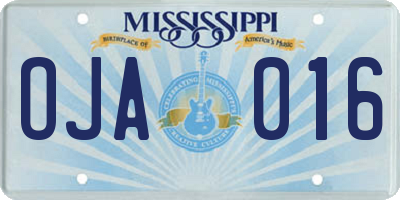 MS license plate OJA016