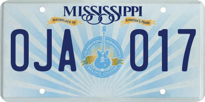 MS license plate OJA017