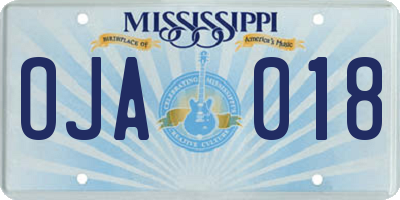 MS license plate OJA018