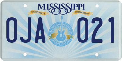 MS license plate OJA021