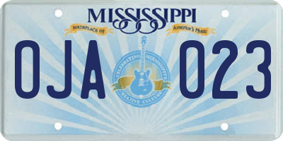 MS license plate OJA023