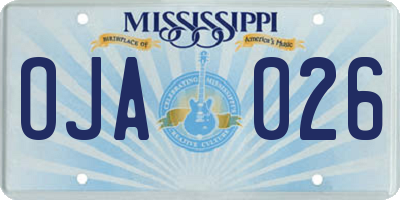 MS license plate OJA026