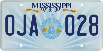 MS license plate OJA028