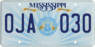 MS license plate OJA030
