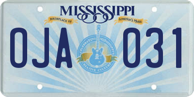 MS license plate OJA031