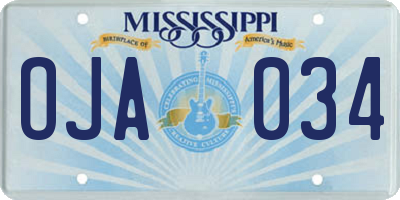 MS license plate OJA034