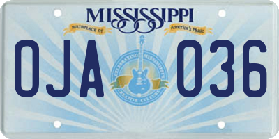 MS license plate OJA036