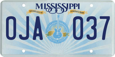 MS license plate OJA037
